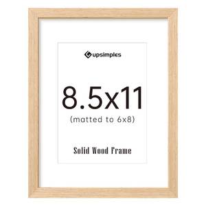 lot 2050 image: upsimples 8.5 by 11 Picture Frame, Natural Solid Wood Picture Frames, Display 6x8 with Mat or 8.5 x 11 Without, Wall or Tabletop, 1 Pack, Natural