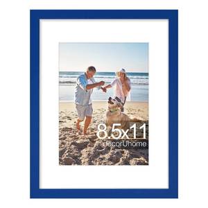 lot 2059 image: decorUhome 8.5 by 11 Picture Frame, Display Pictures 6x8 with Mat or 8.5x11 without Mat, Wall & Tabletop Display Certificate Frame, Royal Blue, 1 Pack