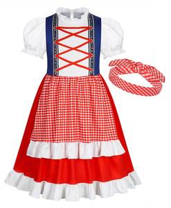 lot 2064 image: WonderBabe Colonial Girls Dress Pioneer Costume Prairie Pilgrim Dress Kids Fancy Party Costume Halloween Cosplay Dress Up size 5-6t
