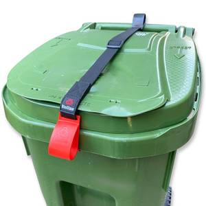 lot 2082 image: BinClaw MAX Heavy Duty Trash Can Lock �� Raccoon Proof Garbage Bin Lid Lock, Animal Resistant, Extreme Weather Polycarbonate, One-Hand Easy Use, No Drill Strap �� Lock ONLY (Bin Not Included)