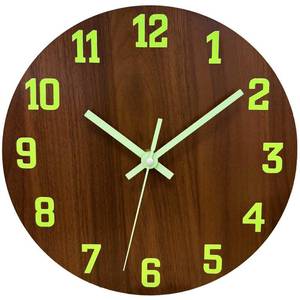 lot 2115 image: TGHHPC Glow in The Dark Wall Clock, 8 Inch Modern Silent Non Ticking Wall Clocks Battery Operated, Night Light Wall Clock for Living Room Decor, Wall Clocks Decorative for Kitchen Bedroom��Brown��