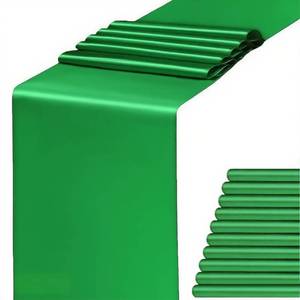 lot 2136 image: 10 Pack Satin Green Table Runner for Party 12 x 108 Inches Long -- WENSINL Table Runners for Wedding Birthday Christmas Engagement Bridal Shower Anniversary New Year Events Decorations