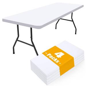 lot 2147 image: Smiry 4 Pack Rectangle Picnic Table Cloth, Waterproof Elastic Fitted Tablecloths, Washable Polyester Rectangular Patio Table Cover for Camping, Indoor and Outdoor (White, 30x60)