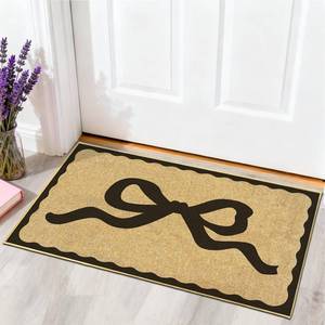 lot 2151 image: Black Bow Mat for Outside Entrance Doormat for Front Back Door Coquette Mat with Non-Slip Backing Inside Welcome Mats for Family Durable Low-Profile Home Matt for Bedroom Bathroom Kitchen 16.9x29.9