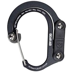 lot 2155 image: GEAR AID HEROCLIP Carabiner Gear Clip and Hook (Medium) for Camping, Backpack, and Garage Organization, Stealth Black