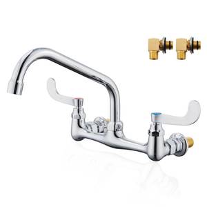lot 5609 image: Favorpo Wall Mount Commercial Sink Kitchen Faucet 8 Inch Adjustable Center