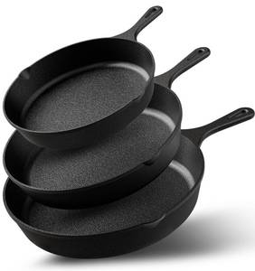 lot 5620 image: Utopia Kitchen Premium Cast iron Skillets 3 Piece Set, Chefs Pan, Pre Seasoned Frying Pan, 6, 8 & 10 Inches, PFAS-Free, Stovetop, Campfire & Grill Large Skillet, Even Heat Distribution Cast Iron Pan