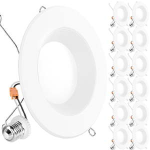 lot 5622 image: Sunco 12 Pack LED Recessed Lighting 6 Inch  LED Can Lights Retrofit Lighting Downlight  965 LM  4000K Cool White  Dimmable  Baffle Trim  13W120W  50000 Lifetime Hours  Damp Rated UL