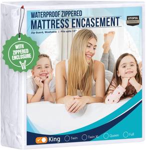 lot 5627 image: Utopia Bedding King Size Mattress Protector Zippered, 100% Waterproof Bed Bug and Dust Mite Proof Mattress Encasement, Absorbent 6 Sided Mattress Cover