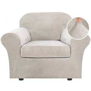 lot 5628 image: H.VERSAILTEX Rich Polyester Spandex Blend 2 Piece Cover Chair Slipcover Sofa Cover Furniture Protector Couch Soft with Elastic Bottom Chair Couch Cover with Arms Width Up to 49 Inch(Chair, Oatmeal)