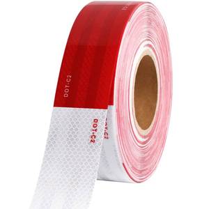 lot 6439 image: WAENLIR 2 inch x 160Feet Dot Reflective Tape Outdoor Waterproof High Visibility Safety Tape, Red and White Adhesive Conspicuity Tape for Trailer, Cars, Trucks, Cinta reflectiva para camiones