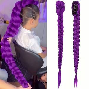 lot 6441 image: Purple Kpop Pigtail y2k Cosplay Hair Extensions with Laser Wire for - Advanced Synthetic Hair Ponytail Suitable for, Role-Play, Themed Parties & Daily Wear - & Maintenance for Skin Tones & Hair Types
