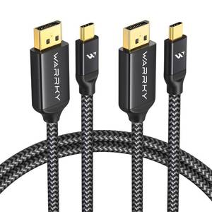 lot 6450 image: Warrky USB C to DisplayPort Cable for Office and Gaming (8K 60Hz, 4K 240144Hz) Aluminum Type-C to Display Port Cord Thunderbolt 34 Compatible for MacBook ProAir, iPhone 15, iPad -6ft (2 Pack)