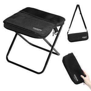 lot 6465 image: Yoosure 11.5 Tall Compact Collapsible Stool, Portable Folding Camp Stool with 2 Side Pockets, Lightweight Mini Folding Stool for Adults, Small Backpacking Stool for Fishing Hiking Trips (Black)