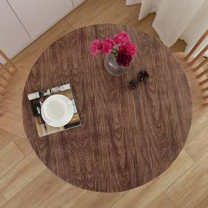 lot 7031 image: NLMUVW Round Fitted Vinyl Tablecloth with Elastic Edge 100% Waterproof Oil Proof PVC Table Cloth Wipe Clean Table Cover for Indoor and Outdoor, Dark Wood, 57- 65
