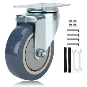 lot 7033 image: CILOYU Front 4 inch Quiet Hoverboard Wheel Hoverboard Seat Attachment Rubber Wheel with Metal Mounting Plate Straps Kit Replacement for Hover board Go Kart Accessories Parts