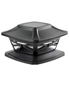 lot 7052 image: Davinci Lighting Flexfit Solar Outdoor Post Cap Lights - Includes Bases for 4x4 5x5 6x6 Wooden Posts - Bright LED Light - Slate Black (1 Pack)