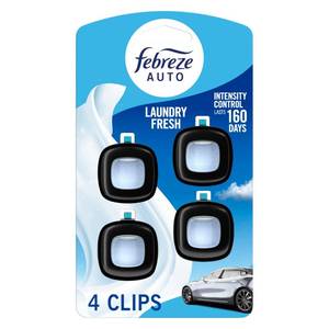 lot 7069 image: Febreze Car Air Freshener Vent Clip Laundry Fresh Scent, .07 oz. Car Vent Clip, Pack of 4