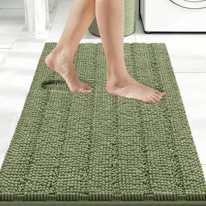 lot 7078 image: Bcoimo Large Bathroom Rug, Chenille Bath Mat with High Low Pile Design, Soft Absorbent Non Slip Bath Rug, Machine Washable Quick Dry Mat for Shower, Tub, Sink and Vanity