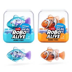 lot 8380 image: Robo Alive Robo Fish Robotic Swimming Fish (Teal  Orange) by ZURU Water Activated, Changes Color, Comes with Batteries, Amazon Exclusive (2 Pack) Series 3