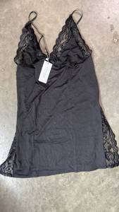 lot 8393 image: Kolagri Lace Pajamas Set Sexy Babydoll Lingerie 2 Piece Adjustable Shoulder Straps Mesh Bralette Set Black XL
