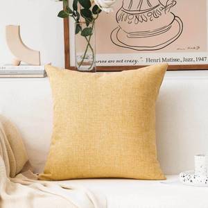 lot 8401 image: Home Brilliant Pillow Covers 18x18 Yellow Farmhouse Pillow Covers Holiday Decorative Textured Linen Square Throw Pillows for Couch Sofa Bed Decor, 18 inch(45cm), Yellow