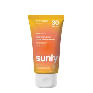 lot 8409 image: ATTITUDE Mineral Sunscreen SPF 30, Zinc Oxide Broad Spectrum UVAUVB Protection, Face & Body, Dermatologically Tested, Vegan, Tropical Scent, 5.2 Oz