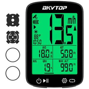 lot 8414 image: BKVTOP GPS Bike Computer Wireless Cycling Computer with Green Auto Backlight, 2.4 Inch Easy to Read LCD Speedometer Odometer, IPX7 Waterproof, Auto Start Stop for Road Mountain Bike MPH KMH