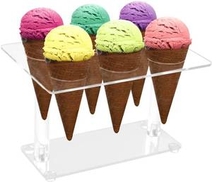 lot 8418 image: Ailelan Cone Display Stand - Clear Acrylic Ice Cream Cone Holders for Parties, Weddings, Buffets & Christmas (6 Holes)