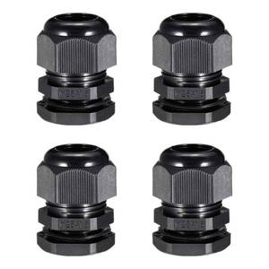 lot 8435 image: uxcell M25 Cable Gland Waterproof Plastic Joint Adjustable Locknut Black for 11mm-18mm Dia Cable Wire 4 Pcs