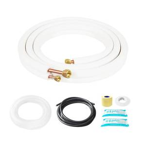 lot 9007 image: RUNZEG 10FT Mini Split Line Set 14 & 38 O.D Copper Pipes Tubing with Nuts & Installation Kit, 38 White Thickened PE Insulation Coil for Air Conditioning or Heating Pump Equipment & HVAC