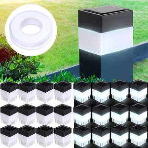 lot 9009 image: Tujoe Solar Post Cap Lights Fence Post Solar Lights 2in x 2in (5cm x 5cm)(White,25 Pack)