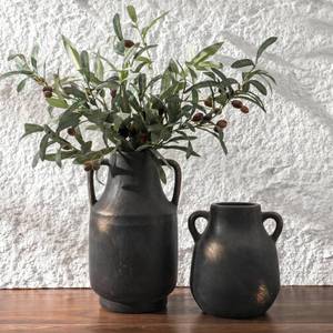 lot 9014 image: YANWE1 Black Ceramic Vases Set of 2, Large Ceramic Flower Vases for Decor, Boho Vintage Vase for Pampas Grass, Rustic Stoneware Vase for Home, Living Room, Kitchen, Office, Coffee Table