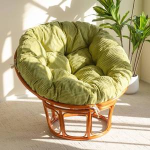 lot 9015 image: HIGOGOGO Papasan Chair Cushion with Corduroy Cover (Without Chair), 48 x 48 Inch Supportive Cushion, Overstuffed Chair Cushion,Green