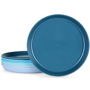lot 9016 image: 10 Inch Plastic Dinner Plates Set of 8, Wheat Straw Plates Reusable & Unbreakable, Non-Toxic Microwave Safe Plates for Camping, Daily Use, BPA-Free Dishwasher Safe Plate Set