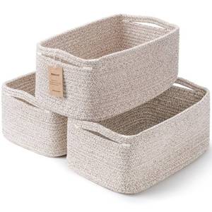 lot 9022 image: Maxuni 3-Pack Small Storage Baskets for Organizing  Woven Shelf Toy Basket  Rope Baskets for Gifts Empty  Closet Organizer Bins with Handles  Cube Decorative Box  11.8�7.8�5.1  Mixed brown
