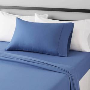 lot 9030 image: Amazon Basics Lightweight Breathable Super Soft Easy Care Wrinkle Resistant Brushed Microfiber 3-Piece Bed Sheet Set with 14-Inch Deep Pockets, Twin, Dutch Blue, Solid