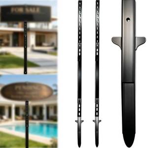 lot 9032 image: 2-Pack 52 Heavy Duty Metal Sign Posts, Rustproof Stakes for Real Estate