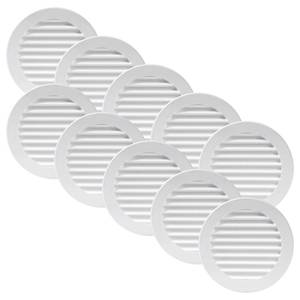 lot 9038 image: Vent Systems 5 Inch - Pack of 10 - White Soffit Vent Cover - Round Intake or Exhaust Air Vent Louver with Screen Mesh - Air Supply HVAC Ventilation for Bathroom, Home Office, Kitchen