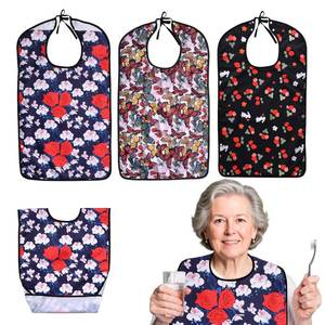 lot 10001 image: Oulisen 3 Pcs Adult Bibs For Women With Crumb Catcher, Reusable Waterproof Large Bibs For Adult, Clothing Protector For Eating,Washable Feeding Bib For Women Elderly Senior