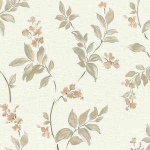 lot 10004 image: Vinjiasin Peel and Stick Wallpaper Beige Floral Contact Paper Vintage Flower Leaf Self Adhesive Removable Wall Paper for Bathroom Bedroom Livingroom 16.1x 118