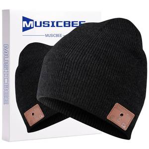 lot 10011 image: beanie Bluetooth, MUSICBEE Bluetooth V5.2 Wireless Knit Winter Cap, 30 Hour Play time, Built-in Microphone and HD Stereo Speakers(Black