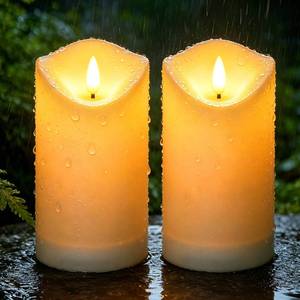 lot 10012 image: Solar Garden Decor for Outside-Solar Candles Outdoor Waterproof, Flameless LED Candles Rechargeable, Solar Powered Candles Dusk to Dawn for Patio Lantern Garden Table Decorations, Set of 2, 3.25 x 6