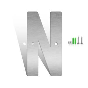lot 10021 image: 5 Inch Stainless Steel Metal Floating Address Numbers, Silver Metal House Letters, 304 Stainless Steel House Address Letters and Numbers, Modern Door Number and Letter for Home Hotel Office (N)