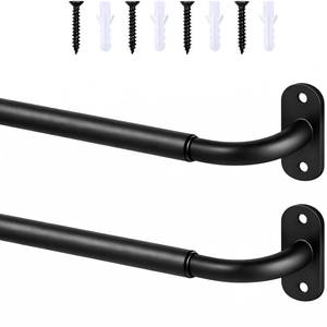 lot 10040 image: Ruiony French Door Curtain Rod Adjustable 18-32, Wrap Around Cafe Curtain Rod 38 Diameter, Screwed Sash Rods for Door Window, Black, 2 Pack
