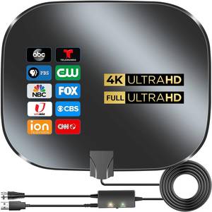 lot 10054 image: 2026 Upgraded Indoor TV Antenna for Smart TVs, 5000 Miles Range Digital Antenna for Local Channels, 4K 8K 1080p HD Antenna with Signal Booster & 18FT Coaxial Cable