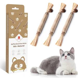 lot 10077 image: Potaroma 3 Pack Natural Silvervine Sticks Cat Toys, Catmint Silvervine Blend Sticks, Catnip Kittens Chew Toys Teeth Cleaning, Matatabi Dental Care Cat Treat Edible Kitty Lick Toys, Package May Vary