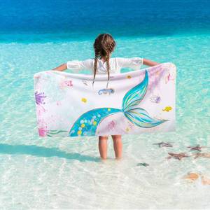 lot 10089 image: WERNNSAI Mermaid Kids Beach Towel - 30 x 60 Microfiber Mermaid Sand Free Towels for Girls Bath Pool Camping Travel Towel Quick Dry Ultra Absorbent Super Soft Beach Blanket Bath Shower Towel