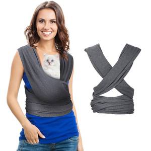 lot 10090 image: Clysee Dog Sling Carriers, Cat Wrap Carrier Chest, Front Facing Dog Sling, Hands Free, Size Adjustable, Soft Cotton, Swaddle Bag for Outdoor(Grey)