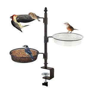 lot 10099 image: Balcony & Porch Deck Railing Bird Feeder - 3 Tray, Bath Spa, Great for Attracting Wild Bird